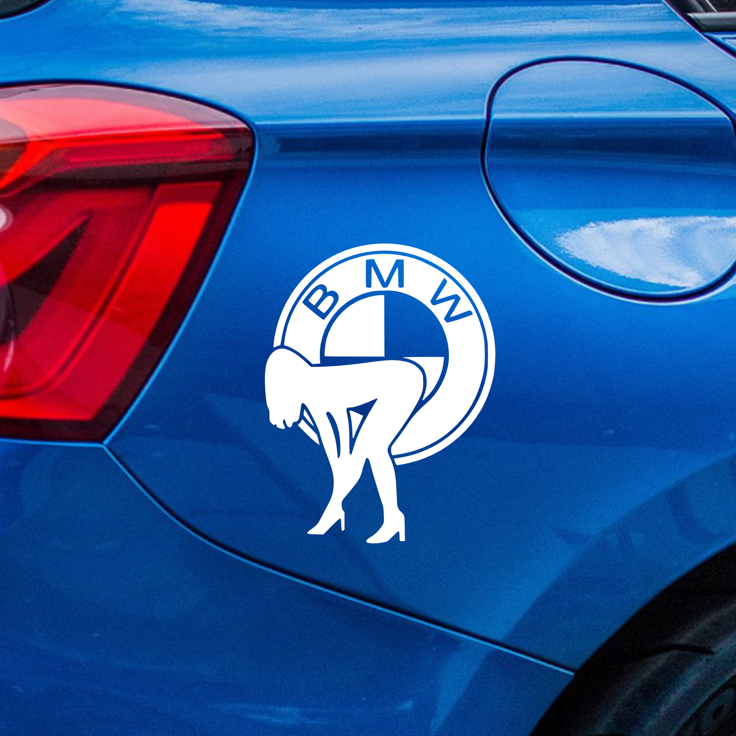 Naljepnica za auto "BMW logo-žena"