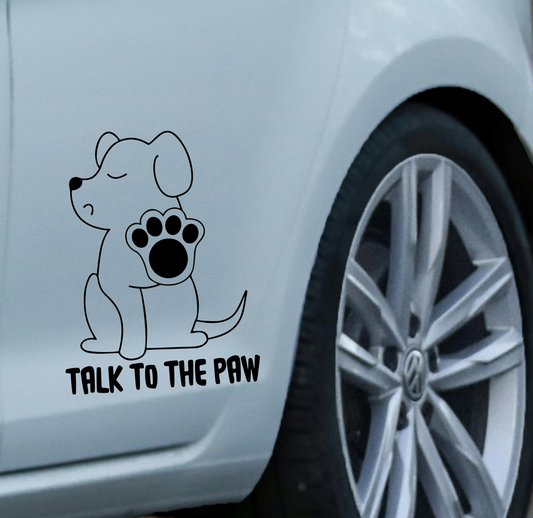 Naljepnica za auto "Talk to the paw"